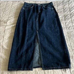 Blank NYC Dark Blue Denim Skirt with Front Slit